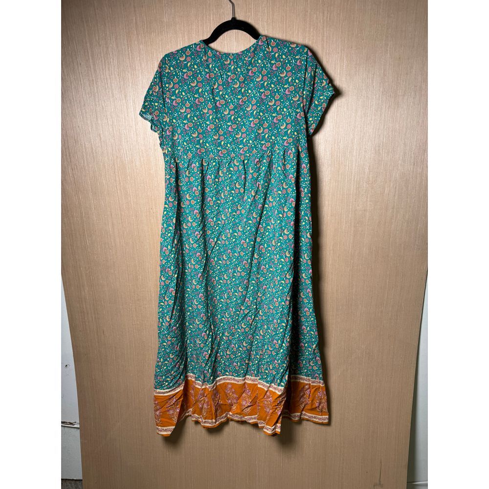 NATURAL LIFE Turquoise and Orange Floral Maxi Dress - Picture 5 of 5